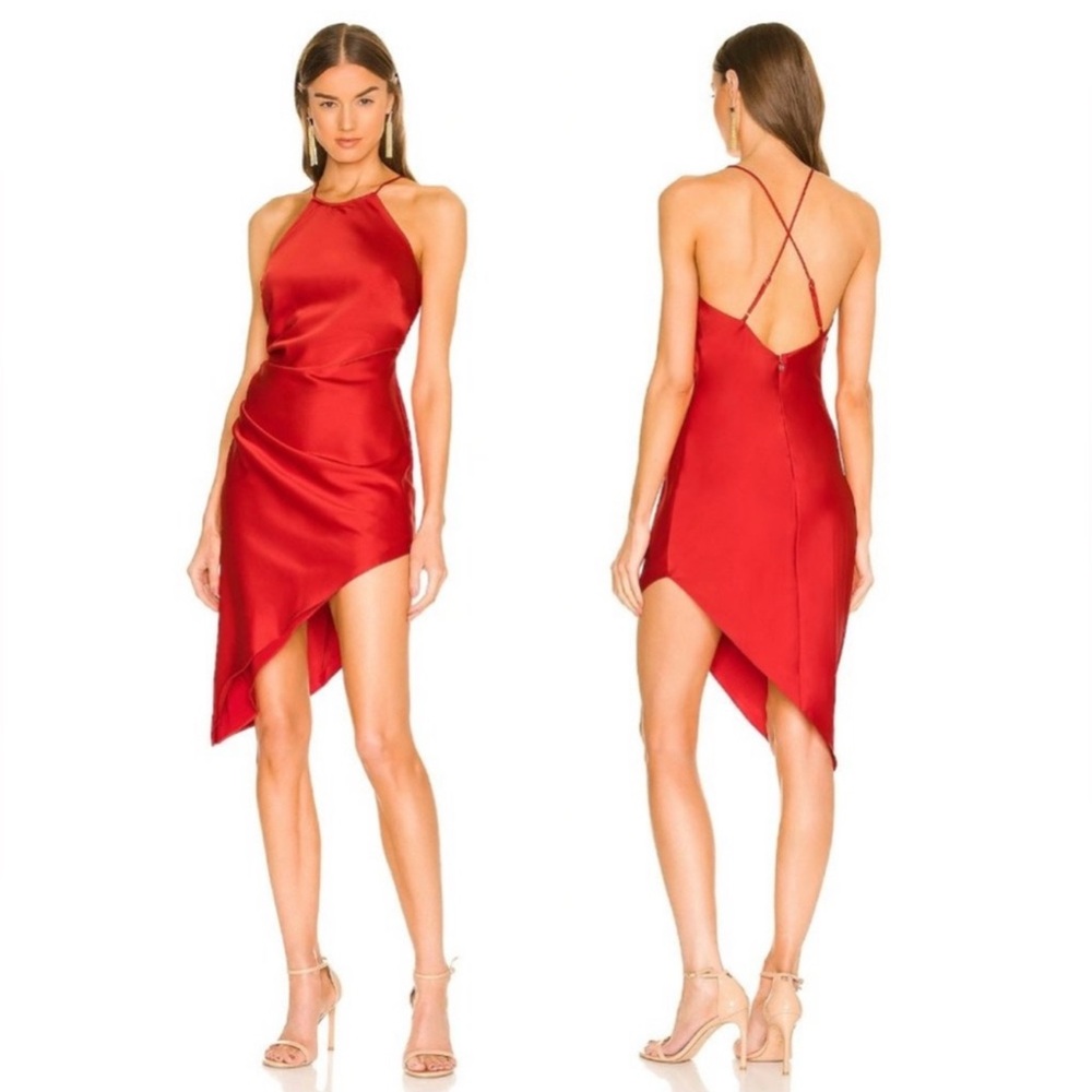NWT Nookie Halter Gypsy Mini Dress in Red Satin Sz Medium $229